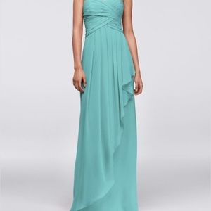 Strapless Crinkle Chiffon Dress with Cascade Skirt